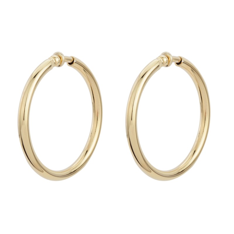 Traveller Clip-on Earrings - Hoops - Gold coloured - 45 mm - 22ct Gold plated - 155052
