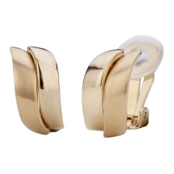 Traveller Clip-on Earrings - 22ct Gold plated - matt/ shiny - Gold-coloured - Wave - 18x9 mm - 155100