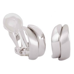 Traveller Clip-on Earrings - Platinum plated - Matt/ shiny - Wave - Silver-coloured - 18x9 mm