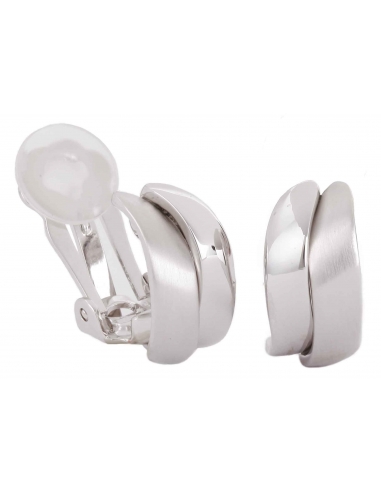 Traveller Clip-on Earrings - Platinum plated - Matt/ shiny - Wave - Silver-coloured - 18x9 mm - 155101