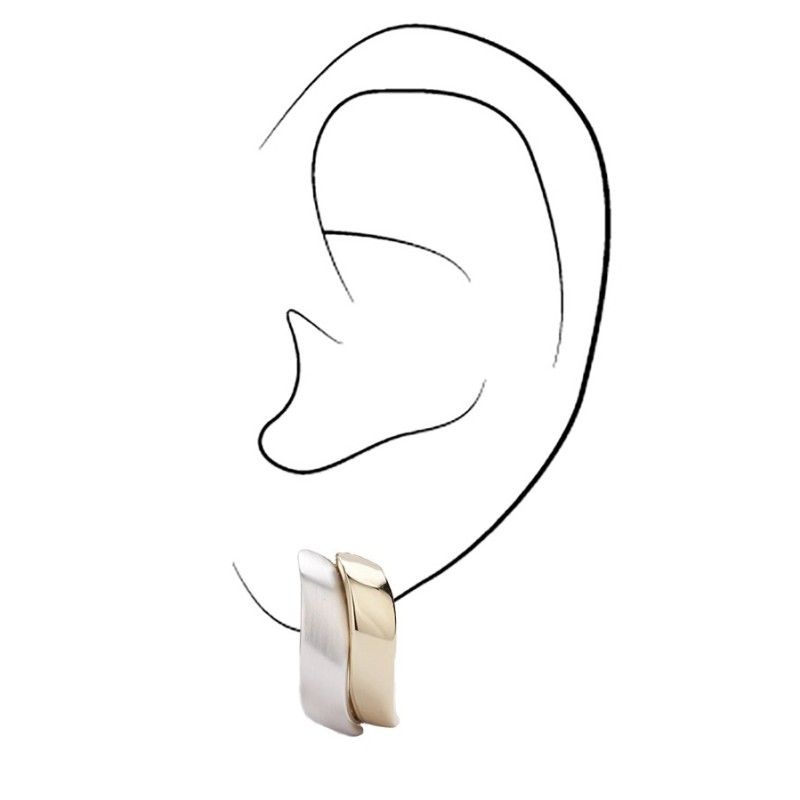 Traveller Ohrclips - Platiniert & 22kt vergoldet - Bicolor - Matt & glänzend- 18x9mm - 155102