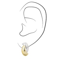 Traveller Clip Oorbellen - Geplatineerd & 22kt Verguld - Bicolor - 17x9 mm