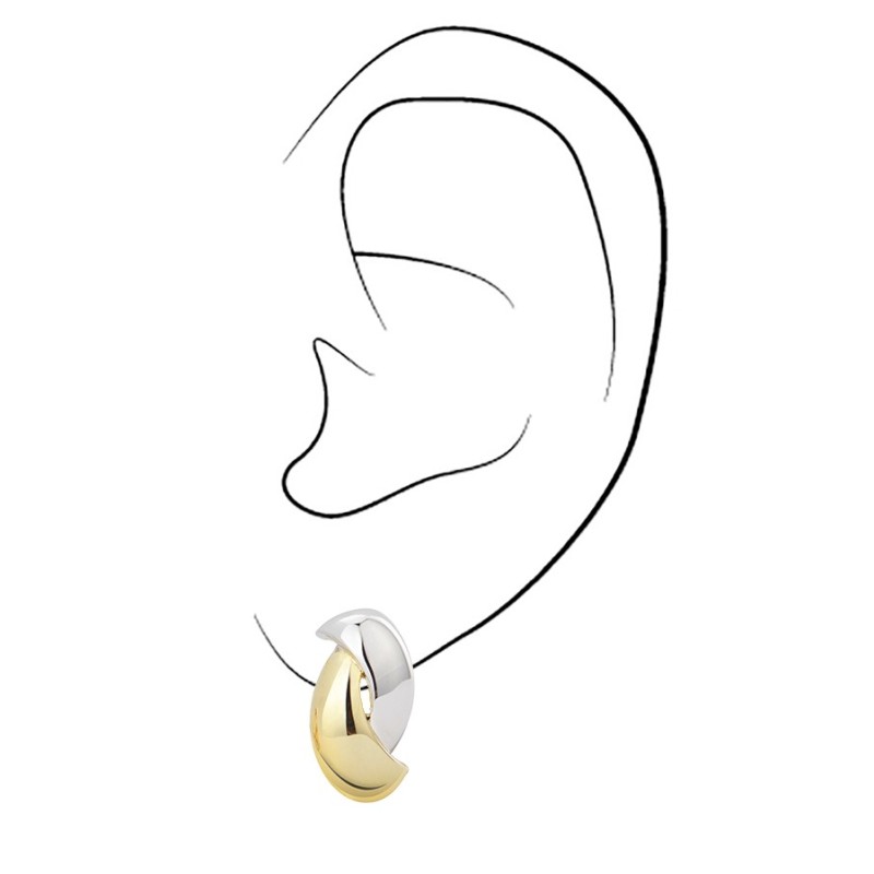 Traveller Clip Oorbellen - Geplatineerd & 22kt Verguld - Bicolor - 17x9 mm