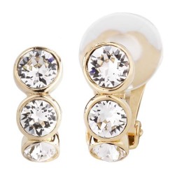 Traveller Clip Oorbellen - Goudkleurig - Kristallen - Verguld - 14x6 mm - 155804