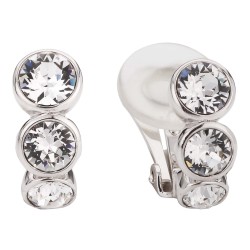 Traveller Clip-on Earrings - Platinum plated - Preciosa Crystals - Silver-coloured - 14x6 mm