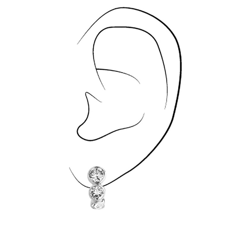 Traveller Clip-on Earrings - Platinum plated - Preciosa Crystals - Silver-coloured - 14x6 mm