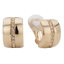 Traveller Clip Oorbellen - Goudkleurig - Preciosa Kristallen - Verguld - 16x10 mm