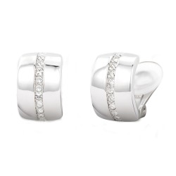 Traveller Clip Oorbellen - Geplatineerd - Preciosa Kristallen - Zilverkleurig - 16x10 mm