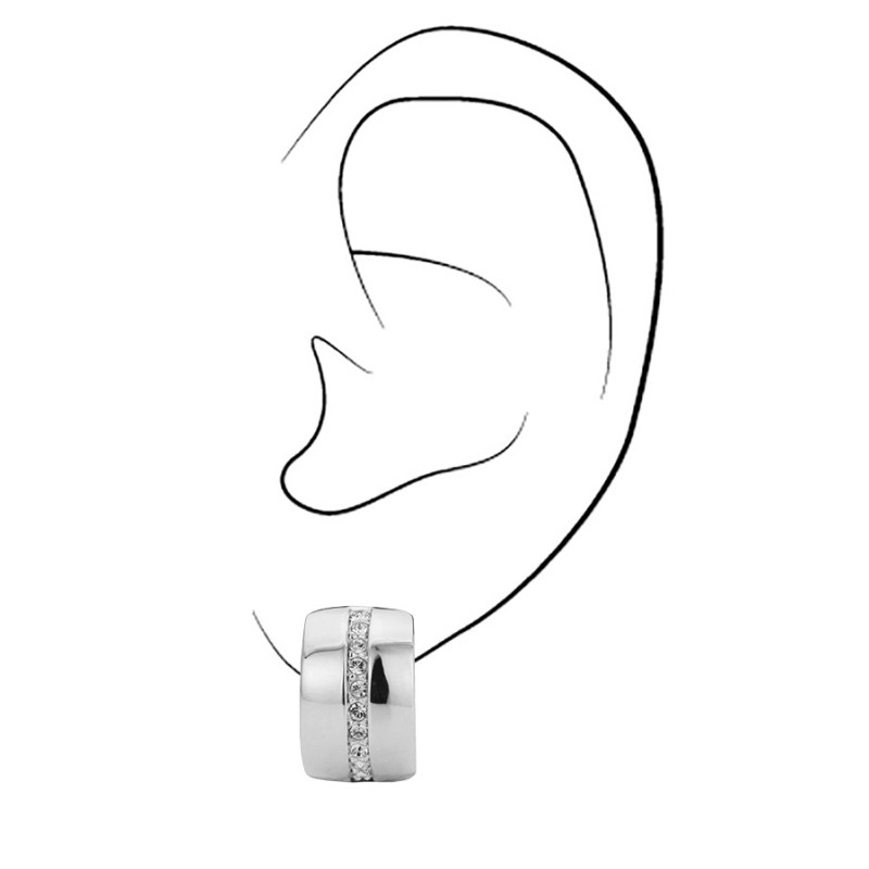 Traveller Ohrclip - Preciosa Kristalle - Platiniert - Silbefarbe - 16x10 mm