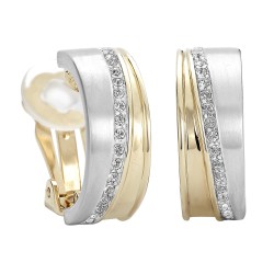 Traveller Ohrclips - Bicolor - Preciosa Kristalle - Matt/ Glanz - 22kt Vergoldet & Platiniert - 22x8 mm - 156959