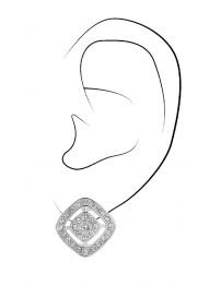 Traveller Clip-on Earrings - Silver Coloured - Crystals - Square - Ø 17mm - Platinum Plated - 157015