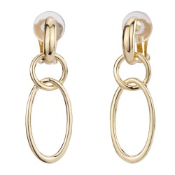 Traveller Clip-on Earrings - Drop Earrings - Gold coloured - Shackles / Hoops - Gold plated - 45x15 mm - 157102