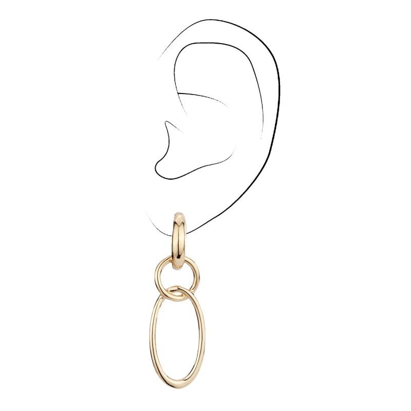 Traveller Clip Oorbellen - Hangers - Goudkleurig - Schakels / Ringen - Verguld - 45x15 mm