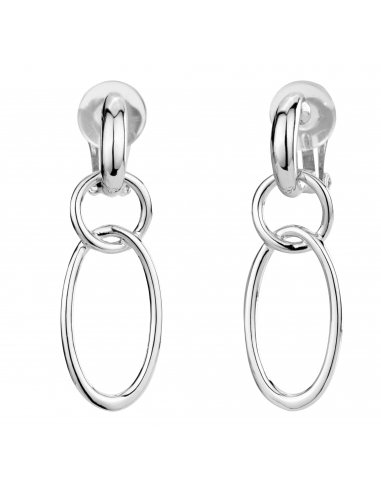 Traveller Clip-on Earrings - Drop Earrings - Silver Coloured - Shackles / Hoops - Platinum Plated - 45x15 mm - 157103