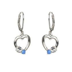 Traveller Oorhangers - Hart Cara - Kinder - Sterling Zilver - Kristal - Blauw - 545210