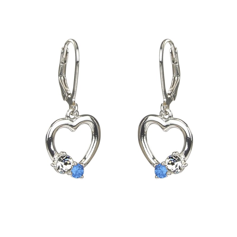 Traveller Oorhangers - Hart Cara - Kinder - Sterling Zilver - Kristal - Blauw - 545210