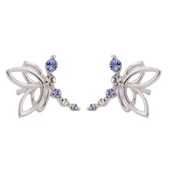 Traveller Kinderoorbellen - Libelle / Elfje Zala - Meisjes Oorbellen - Sterling Zilver - Kristallen - Blauw & Wit