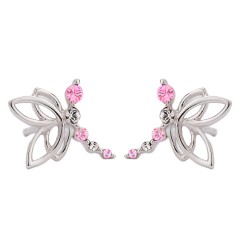 Traveller Ohrstecker - Libelle/ Elf Zala - Kinder - Silber 925 - Kristalle - Rosa & Weiß - 545212