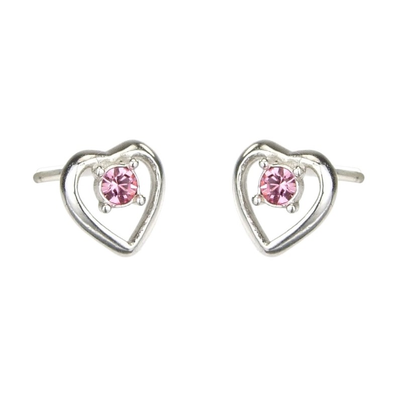 Traveller Earrings - Heart Dushi - Children Sterling Silver - Crystals - Pink - 545229
