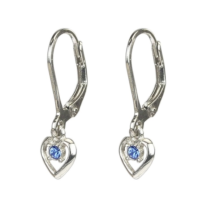 Traveller Drop Earrings - Heart Dushi - Children - Sterling Silver - Crystal - Blue - 545231
