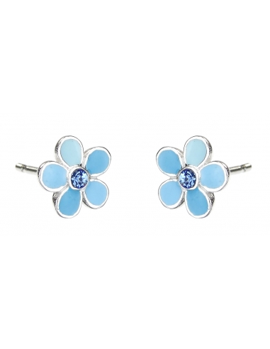 Traveller Girls Pierced Earrings Blume Blau Sterling Silver - 545240