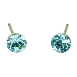 Traveller Pierced Earrings - Jiwe - Children - Sterling Silver - Crystal - Light Blue