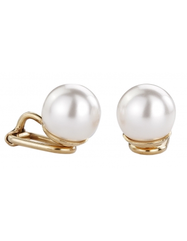 Traveller Clip-on Earrings - Pearl - 10 mm - White - Gold plated - Gold-coloured - 700010