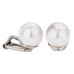 Traveller Ohrclip - Perle - 10 mm - Weiss - Platiniert - Silberfarben