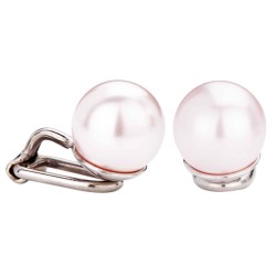 Traveller Clip-on Earrings - Pearls - 10 mm - Pale Pink - Platinum plated - Silver-coloured - 15x10 mm - 702110