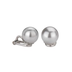Traveller Clip-on Earrings - Pearls - 10 mm - Pale grey - Platinum plated - Silver-coloured - 15x10 mm - 710110