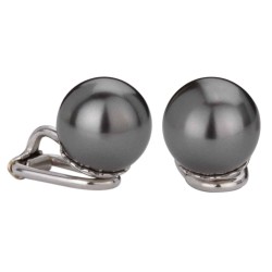 Traveller Clip-on Earrings - Pearls - 10 mm - Anthracite - Platinum plated - Silver-coloured - 15x10 mm - 718110
