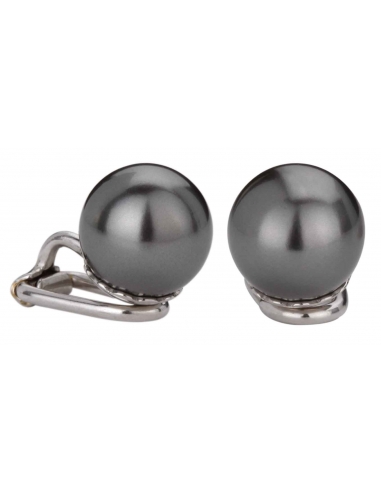 Traveller Clip Earrings with anthracite 10mm Pearl - Platinum plated - 718110