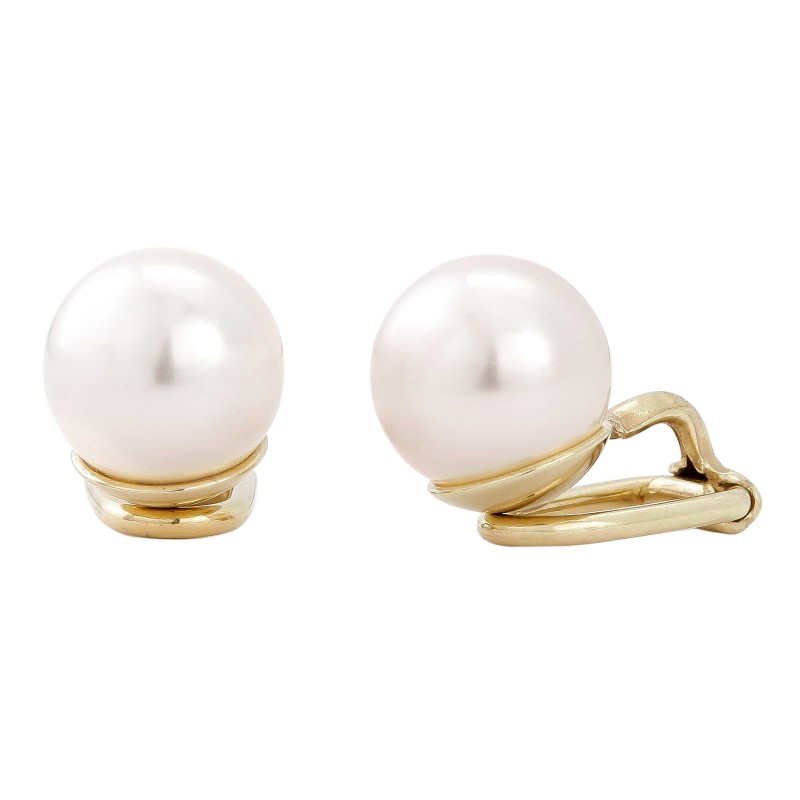 Traveller Clip-on Earrings - Pearl - 10 mm - Cream - 22ct Gold Plated - 714010