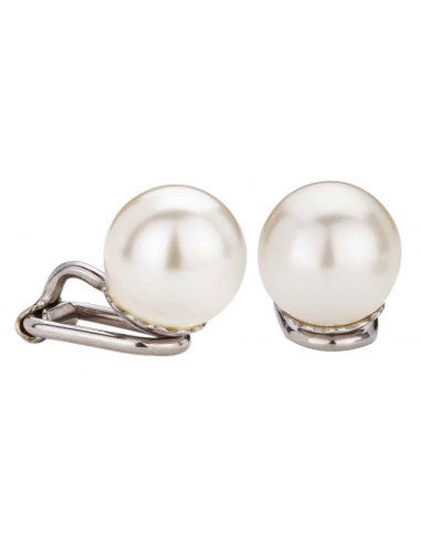 Traveller Clip Earrings with cream 10mm Pearl Platinum plated - 714110