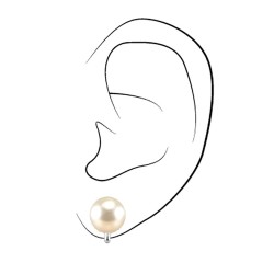 Traveller Clip-on Earrings - Pearls -  10 mm - Creme - Platinum plated - Silver-coloured - 15x10 mm - 714110