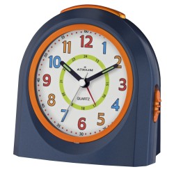 ATRIUM Kinderwecker – Analog – Dunkelblau – Wecker ohne Ticken – Beleuchtet – Aufbauender Piepton – Alarm & Snooze