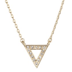Osira Necklace with Pendant - Gold Coloured - Crystals - Triangle - 22kt Gold Plated - 38/41/44 cm - L20160G