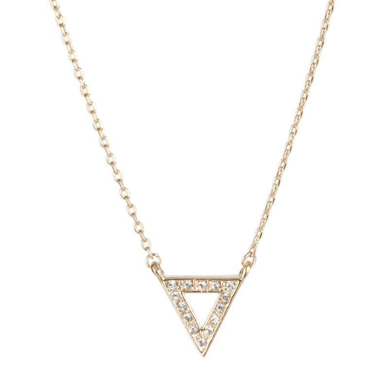 Osira Necklace with Pendant - Gold Coloured - Crystals - Triangle - 22kt Gold Plated - 38/41/44 cm