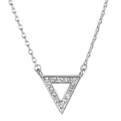 Osira Dames Ketting met Hanger - Zilverkleurig - Kristal - Driehoek - Geplatineerd - 38/41/44 cm