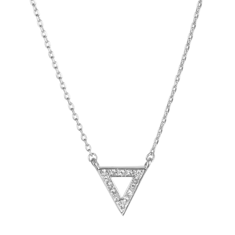 Osira Necklace with Pendant - Silver Coloured - Crystal - Triangle - Platinum Plated - 38/41/44 cm