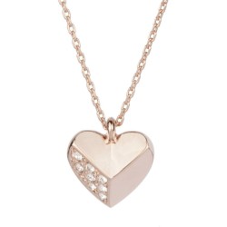 Osira Necklace with Pendant - Rose Coloured - Heart - Crystal - 18kt Rose Gold Plated - 38/41/44 cm - L20421P