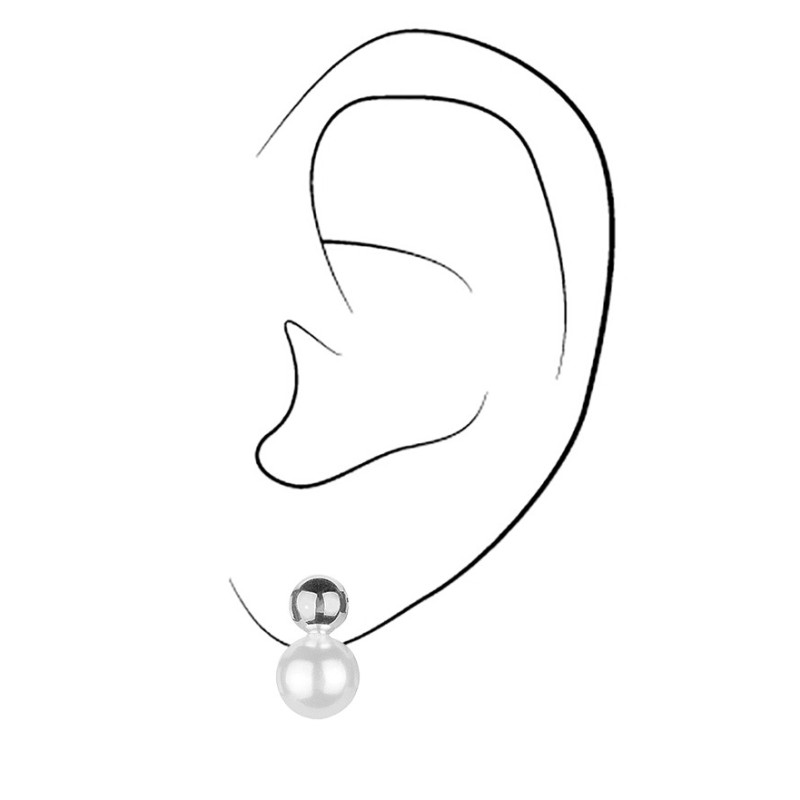 Osira Ohrstecker - Silberfarben - Perle - 8mm - Weiß - Platiniert - 13x8mm - L60106R