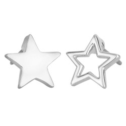 Osira Earrings - Star - Silver Coloured - Open & Filled - Platinum Plated