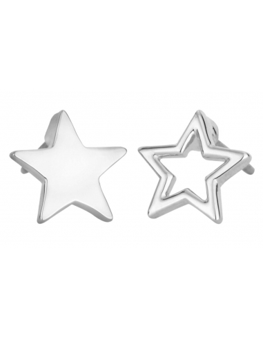 Osira Pierced Earrings Double Stars Platinum plated - L60162R
