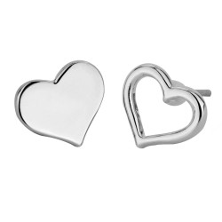 Osira Earrings - Heart - Silver Coloured - Filled & Open - Platinum Plated - L60167R