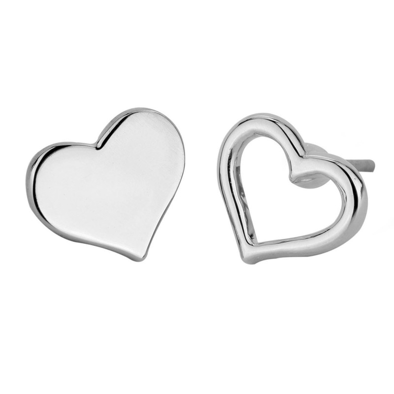 Osira Pierced Earrings Double Hearts Platinum plated - L60167R