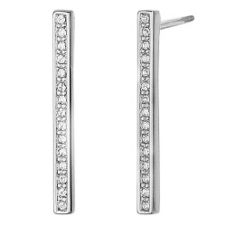 Osira Drop Earrings - Silver Rain - Silver Coloured - Crystals - Platinum Plated - 25 mm