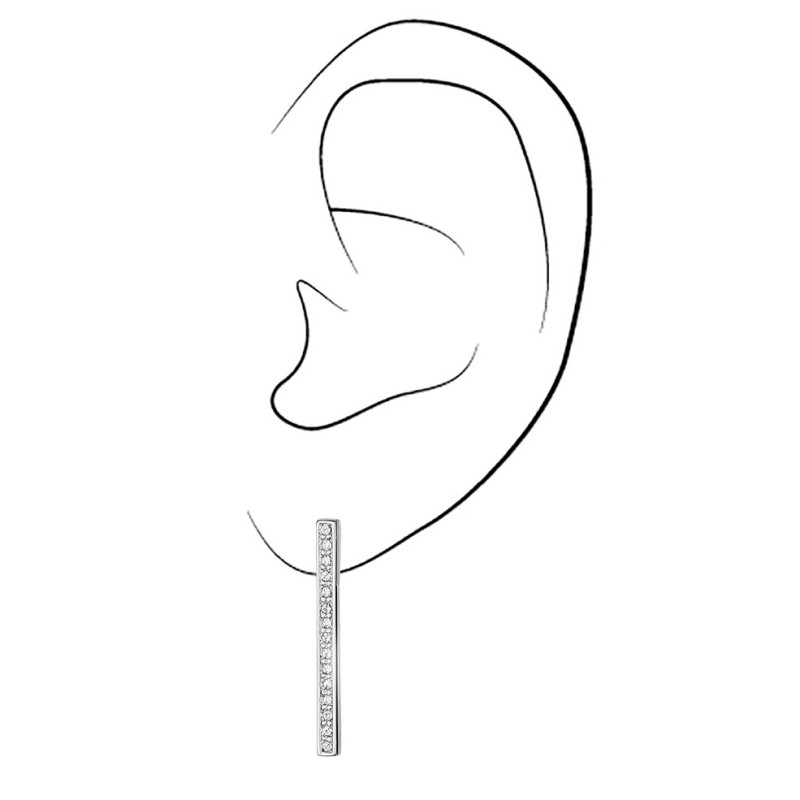 Osira Drop Earrings - Silver Rain - Silver Coloured - Crystals - Platinum Plated - 25 mm