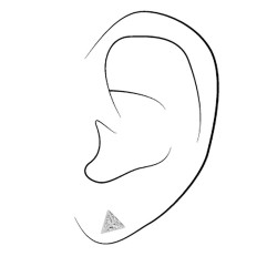 Osira Earrings - Silver Coloured - Crystals - Pyramid Shape - Platinum Plated - Ø 6mm