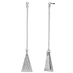 Osira Drop Earrings - Hanging Triangle - Silver Coloured - 70 mm - Platinum Plated - L60301R